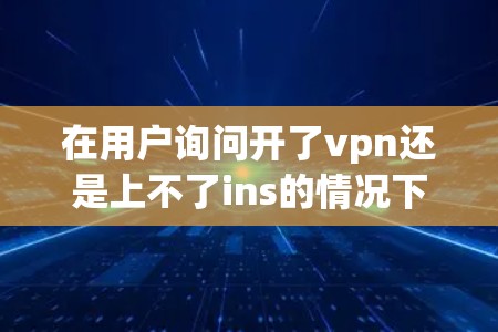 在用户询问开了vpn还是上不了ins的情况下，我们需要考虑几种可能的原因和解决方案。以下是详细的分析和建议